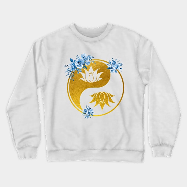 Lotus in Yin Yang Crewneck Sweatshirt by erzebeth